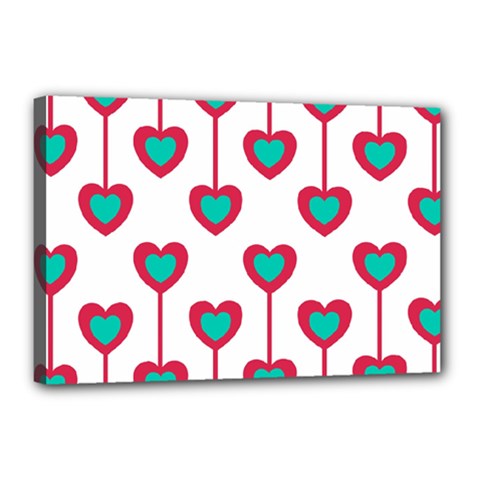 Red Hearts On A White Background Canvas 18  x 12  (Stretched)