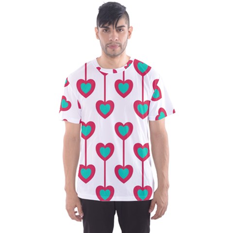Red Hearts On A White Background Men s Sport Mesh Tee by SychEva
