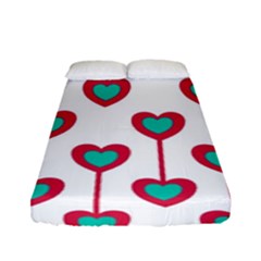 Red Hearts On A White Background Fitted Sheet (Full/ Double Size)