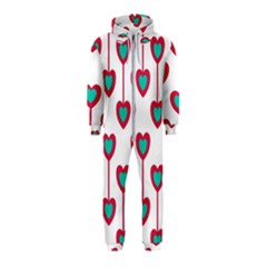 Red Hearts On A White Background Hooded Jumpsuit (Kids)