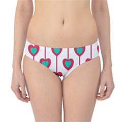 Red Hearts On A White Background Hipster Bikini Bottoms