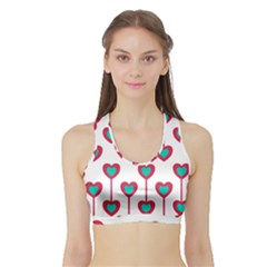 Red Hearts On A White Background Sports Bra with Border