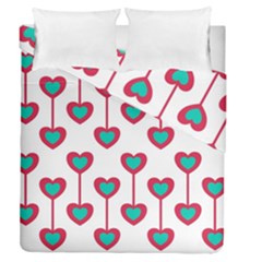 Red Hearts On A White Background Duvet Cover Double Side (Queen Size)