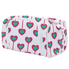 Red Hearts On A White Background Toiletries Pouch