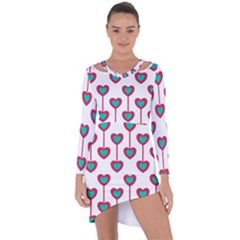 Red Hearts On A White Background Asymmetric Cut-Out Shift Dress
