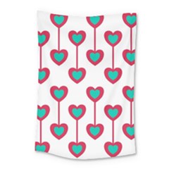 Red Hearts On A White Background Small Tapestry by SychEva