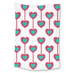 Red Hearts On A White Background Large Tapestry