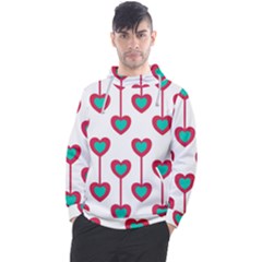 Red Hearts On A White Background Men s Pullover Hoodie