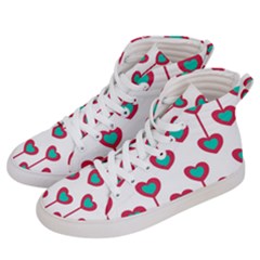 Red Hearts On A White Background Men s Hi-Top Skate Sneakers