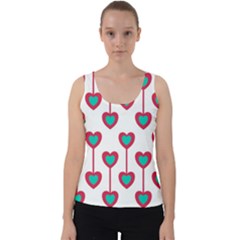 Red Hearts On A White Background Velvet Tank Top by SychEva