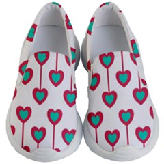 Red Hearts On A White Background Kids Lightweight Slip Ons