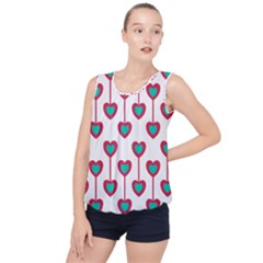 Red Hearts On A White Background Bubble Hem Chiffon Tank Top