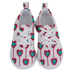 Red Hearts On A White Background Running Shoes