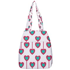 Red Hearts On A White Background Center Zip Backpack by SychEva