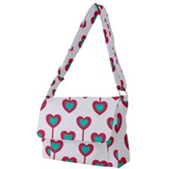 Red Hearts On A White Background Full Print Messenger Bag (S)