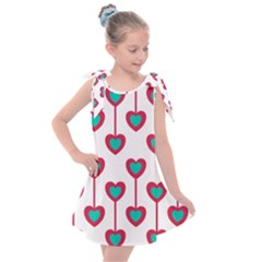 Red Hearts On A White Background Kids  Tie Up Tunic Dress