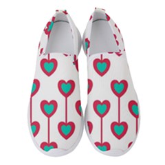 Red Hearts On A White Background Women s Slip On Sneakers