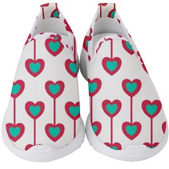 Red Hearts On A White Background Kids  Slip On Sneakers