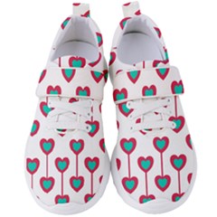Red Hearts On A White Background Women s Velcro Strap Shoes