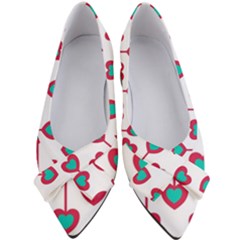 Red Hearts On A White Background Women s Bow Heels