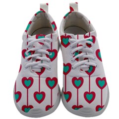 Red Hearts On A White Background Mens Athletic Shoes