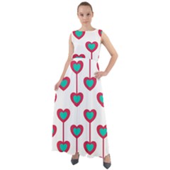 Red Hearts On A White Background Chiffon Mesh Boho Maxi Dress