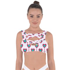 Red Hearts On A White Background Bandaged Up Bikini Top by SychEva