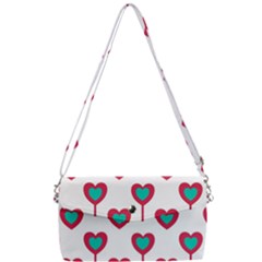 Red Hearts On A White Background Removable Strap Clutch Bag