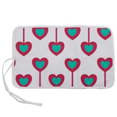 Red Hearts On A White Background Pen Storage Case (m) by SychEva