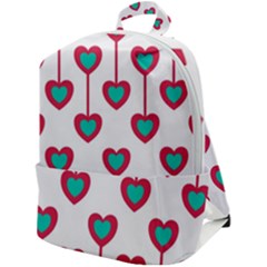 Red Hearts On A White Background Zip Up Backpack