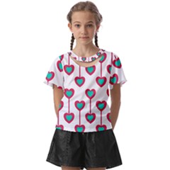 Red Hearts On A White Background Kids  Front Cut Tee