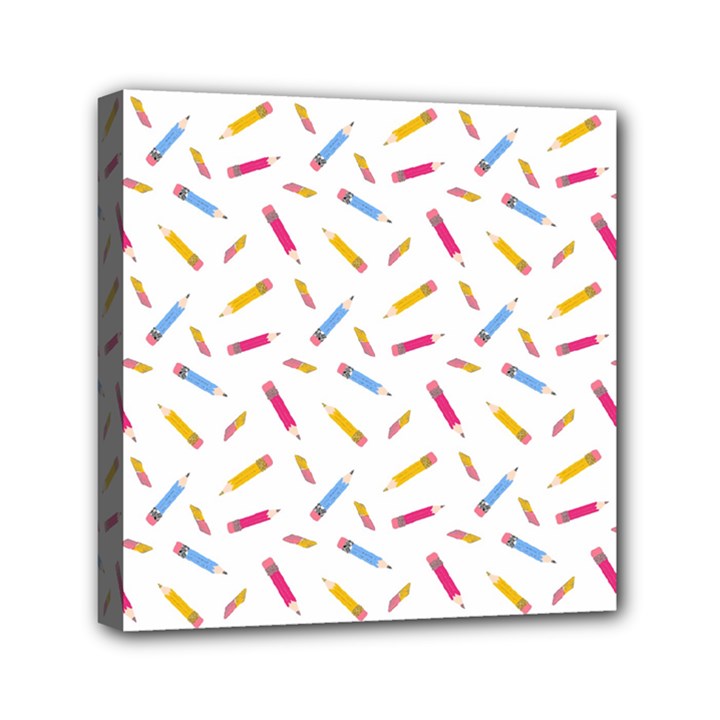 Multicolored Pencils And Erasers Mini Canvas 6  x 6  (Stretched)