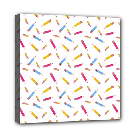 Multicolored Pencils And Erasers Mini Canvas 8  X 8  (stretched) by SychEva