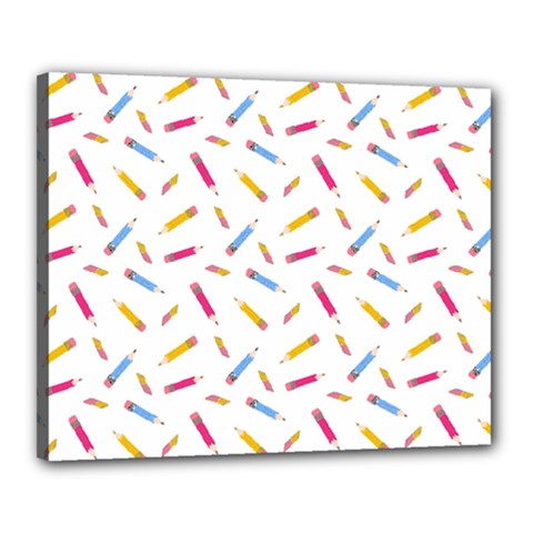 Multicolored Pencils And Erasers Canvas 20  X 16  (stretched) by SychEva
