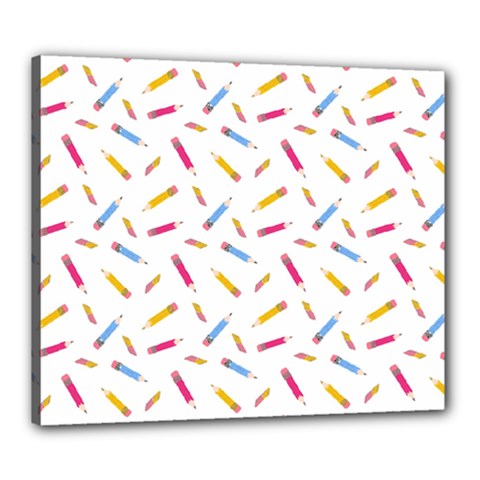 Multicolored Pencils And Erasers Canvas 24  X 20  (stretched) by SychEva