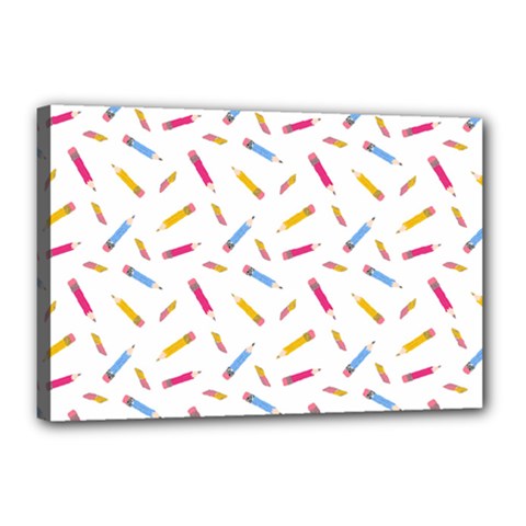 Multicolored Pencils And Erasers Canvas 18  X 12  (stretched) by SychEva