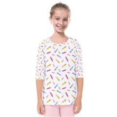 Multicolored Pencils And Erasers Kids  Quarter Sleeve Raglan Tee