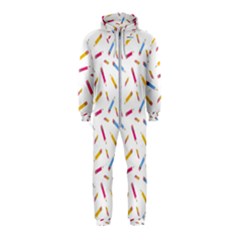 Multicolored Pencils And Erasers Hooded Jumpsuit (kids) by SychEva