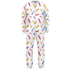Multicolored Pencils And Erasers Onepiece Jumpsuit (men) 