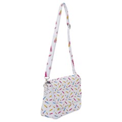 Multicolored Pencils And Erasers Shoulder Bag With Back Zipper by SychEva