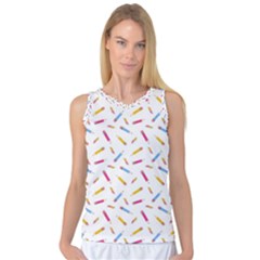 Multicolored Pencils And Erasers Women s Basketball Tank Top