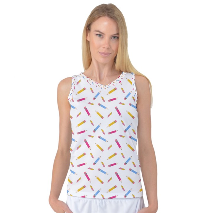 Multicolored Pencils And Erasers Women s Basketball Tank Top