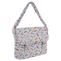 Multicolored Pencils And Erasers Buckle Messenger Bag by SychEva