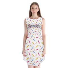 Multicolored Pencils And Erasers Sleeveless Chiffon Dress   by SychEva