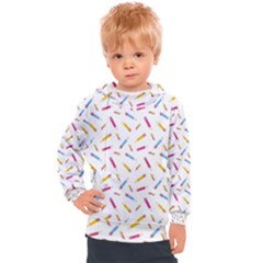 Multicolored Pencils And Erasers Kids  Hooded Pullover by SychEva