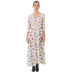 Multicolored Pencils And Erasers Button Up Boho Maxi Dress by SychEva