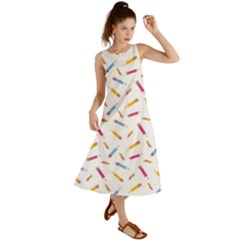 Multicolored Pencils And Erasers Summer Maxi Dress by SychEva