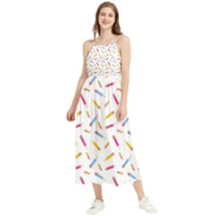Multicolored Pencils And Erasers Boho Sleeveless Summer Dress