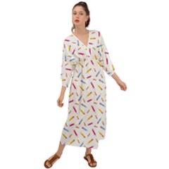 Multicolored Pencils And Erasers Grecian Style  Maxi Dress by SychEva