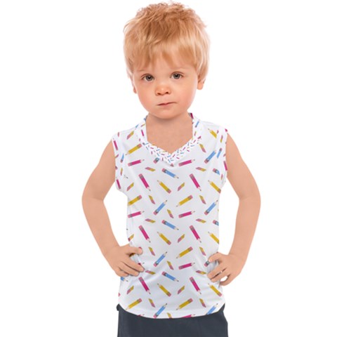 Multicolored Pencils And Erasers Kids  Sport Tank Top by SychEva